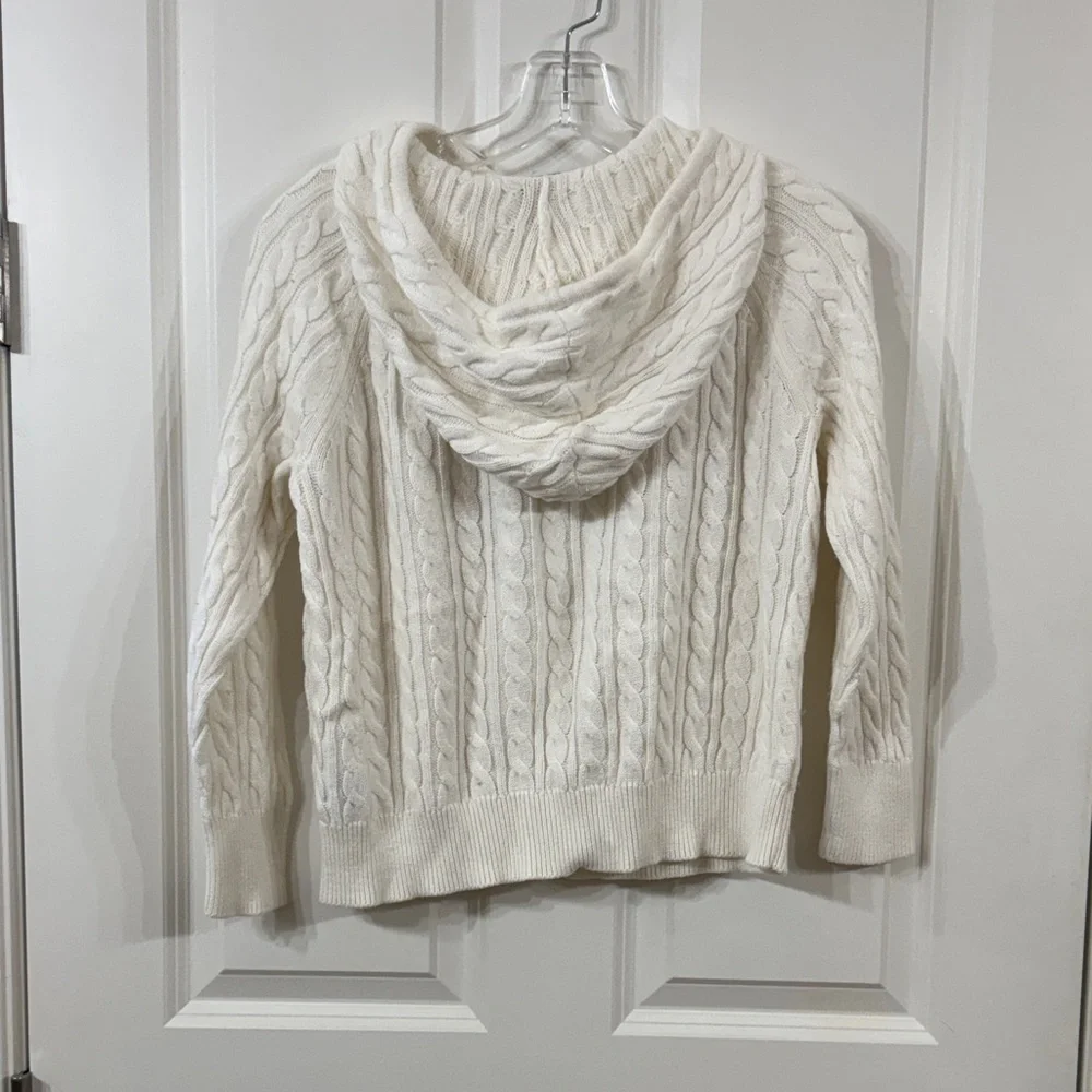 J. Crew Cable Knit Hooded Sweater - Cream